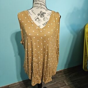 Stylish Polka Dot V-Neck Tank Top - Brown